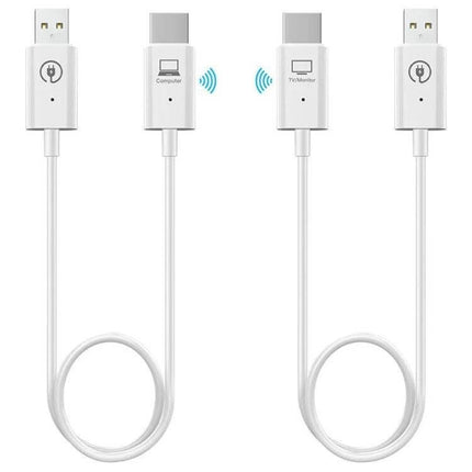 Acsurpo Wireless HDMI Transmitter and Receiver Kit for Projecting to TV showing white transmitter and receiver with USB and HDMI plugs