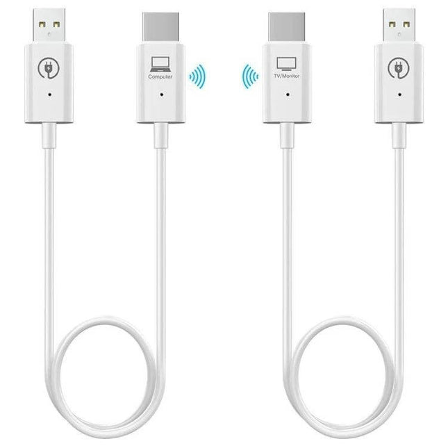 Acsurpo Wireless HDMI Transmitter and Receiver Kit for Projecting to TV showing white transmitter and receiver with USB and HDMI plugs