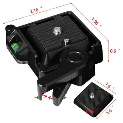 Aluminum Alloy Quick Release Plate for Camera Tripod Mounting black anodized quick‑release plate with bubble level and lever