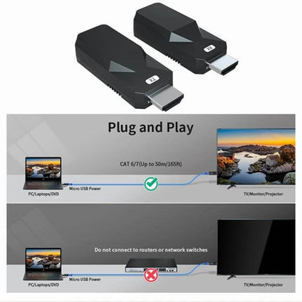 HDMI Extender for Extending Video and Audio up to 165 Feet - plug and play HDMI over Cat6 for PC to TV setups
