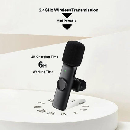 Lavalier Microphone for Everyday Video Calls and Podcasts – compact wireless lavalier mic with 2.4GHz transmission, 6H working time, mini portable design