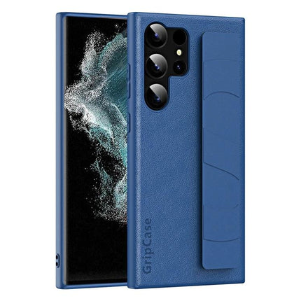 Wrist Strap Phone Case With Hands Free Carrying in blue soft TPU and PU with integrated wrist strap for secure, non-slip hands-free carrying