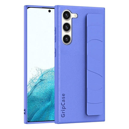 Wrist Strap Phone Case With Hands Free Carrying - purple soft TPU PU grip case with integrated wrist strap for one-handed use