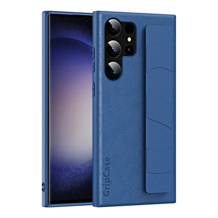 Wrist Strap Phone Case for Daily Convenience — blue leather-look protective case with adjustable wrist strap and card pocket