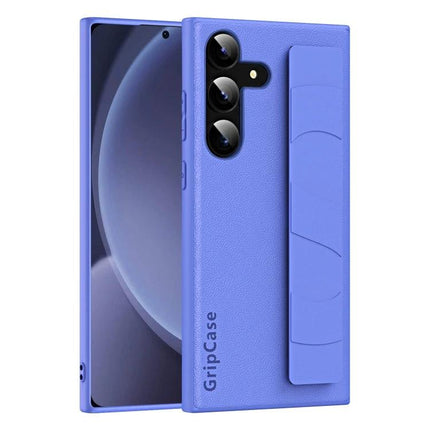 Convenient Wrist Strap Phone Case For Daily Activities Keeps Your Phone Within Reach - purple soft-touch PC TPU PU wrist-strap case with card slot and kickstand