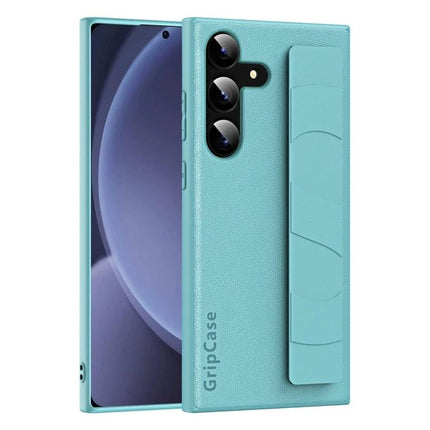 Convenient Wrist Strap Phone Case For Daily Activities Keeps Your Phone Within Reach – teal PU/TPU PC protective case with wrist strap and kickstand