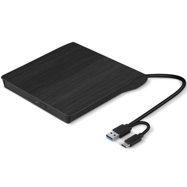 Portable External CD and DVD Drive for Laptops slim black USB 3.0 and Type-C external optical drive for reading and writing discs