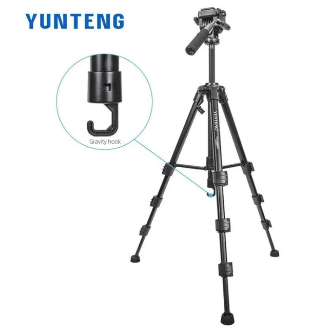 Yunteng Aluminum Tripod for Stable Camera Photography - lightweight aluminum tripod with panoramic damping ball head and gravity hook for steady shots