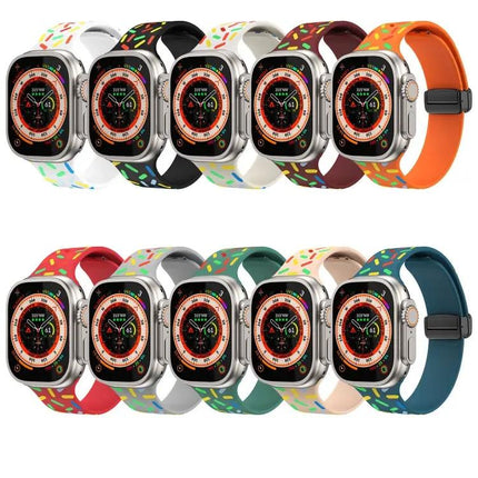 Silicone Magnetic Watch Band Rainbow Dots Black 40/45mm