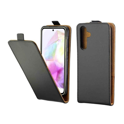 Leather Flip Case For Everyday Phone Protection - slim black leather flip cover with screen guard and secure snap