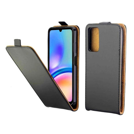 Leather Flip Case For Everyday Phone Protection with slim leather flip cover showing phone open and closed