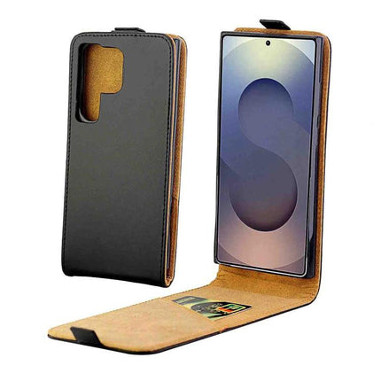 Leather Flip Case For Everyday Phone Protection slim leather flip cover showing front phone screen and card slot