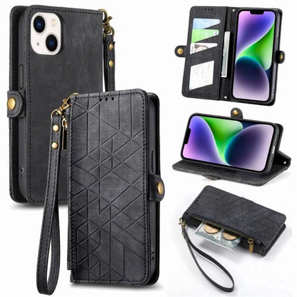 Wallet-Integrated Phone Case With Card Slots For Daily Essentials showing black leather wallet phone case with wrist strap, card slots, cash pocket, and stand