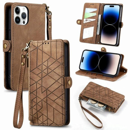 Wallet-Integrated Phone Case With Card Slots For Daily Essentials in brown leather wallet phone case with wrist strap, card slots, cash pocket, and kickstand