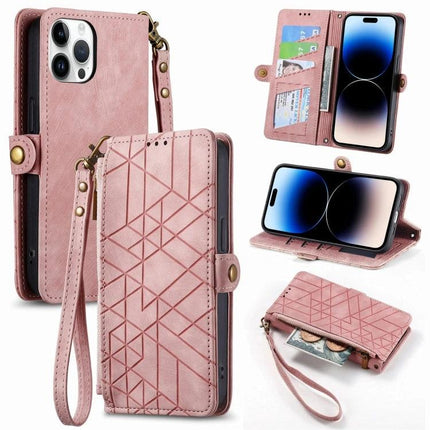 Wallet-Integrated Phone Case With Card Slots For Daily Essentials in pink with wrist strap, card slots, cash compartment and phone stand