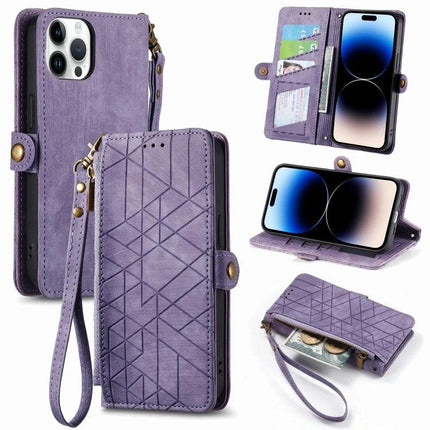 Wallet-Integrated Phone Case With Card Slots For Daily Essentials purple leather wristlet wallet phone case with card slots and cash compartment