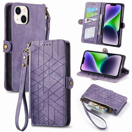 Wallet-Integrated Phone Case With Card Slots For Daily Essentials in purple leather wallet phone case with wrist strap, card slots and cash compartment