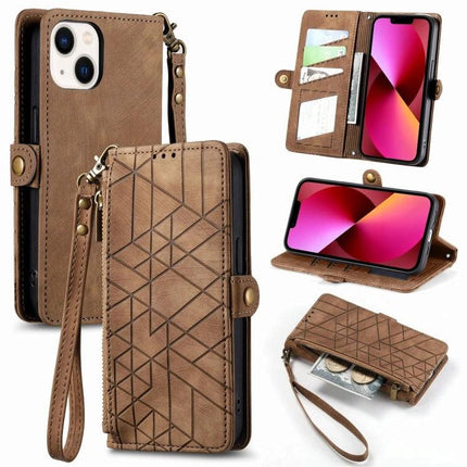 Leather Phone Case With Wallet For Everyday Essentials shown in brown PU leather with card slots, wrist strap, zipper pocket and stand functionality
