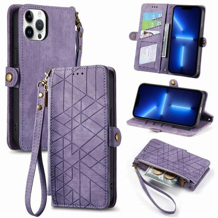 Purple Phone Case With Wallet Card Slot with wrist strap, card slots, cash pocket, kickstand and camera cutout, durable TPU protective folio