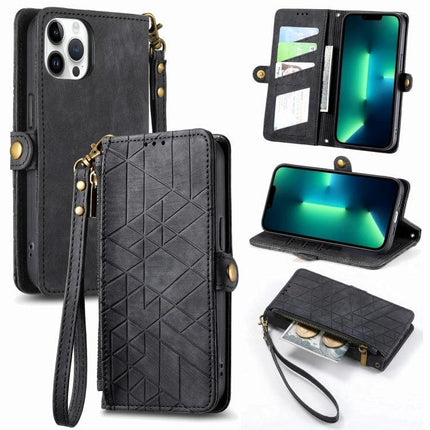 Phone Case With Wallet Card Slot slim black TPU folio with card slots, wrist strap, kickstand and zip pocket for cash and coins