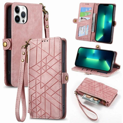 Pink PU leather Phone Case With Wallet Card Slot with wrist strap, card slots, cash pocket, and kickstand for hands-free use