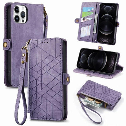Leather Phone Case With Wallet For Everyday Essentials – purple PU leather folio with card slots, wrist strap, magnetic closure, and phone stand