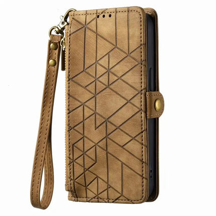 Geometric Zipper Wallet Phone Case Compact Daily Carry