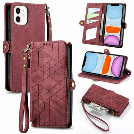 Geometric Zipper Wallet Phone Case Compact Daily Carry