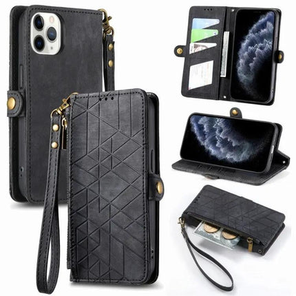 Geometric Zipper Wallet Phone Case Compact Daily Carry