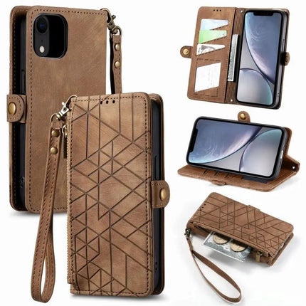 Geometric Zipper Wallet Phone Case Compact Daily Carry
