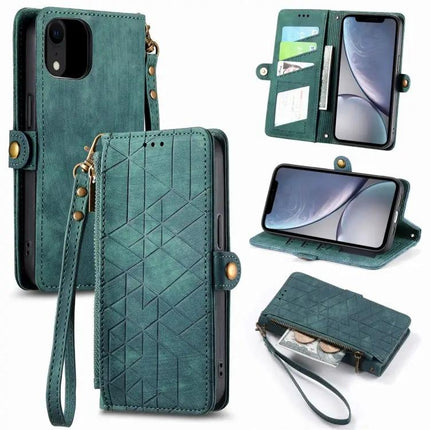 Geometric Zipper Wallet Phone Case Compact Daily Carry