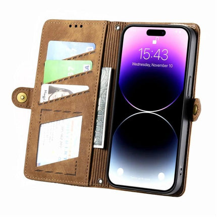 Leather Phone Case With Card Slot For Daily Essentials Ideal For On The Go Errands - brown PU leather wallet case with 3 card slots and cash pocket