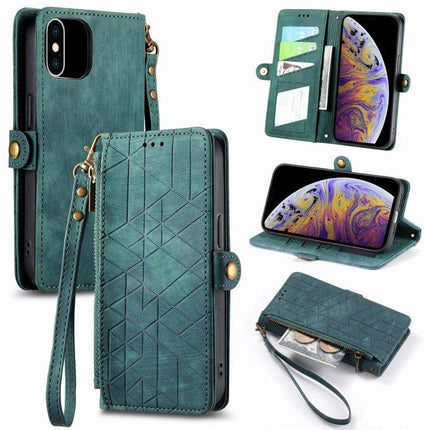 Leather Phone Case With Card Slot For Daily Essentials Ideal For On The Go Errands - teal PU leather wallet case with card slots, wrist strap, stand and cash pocket