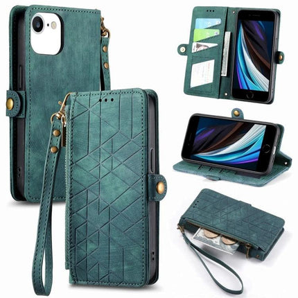 Phone Case With Wallet Card Slot teal folio with wrist strap, card slots, cash pocket, kickstand and zipper coin pouch