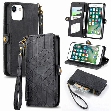 Leather Phone Case With Card Slot For Daily Essentials Ideal For On The Go Errands - black PU leather wallet case with wrist strap, card slots, cash pocket, stand