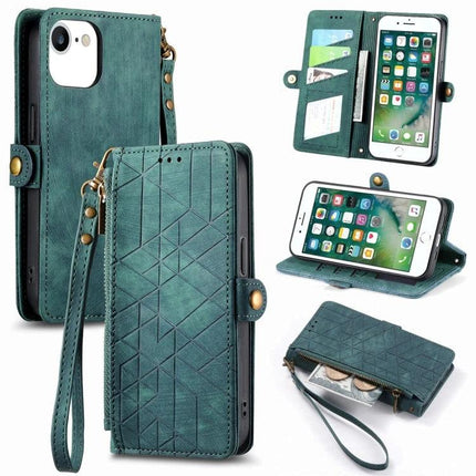Leather Phone Case With Card Slot For Daily Essentials Ideal For On The Go Errands teal wallet-style PU leather case with wrist strap, card slots, cash pocket and phone stand