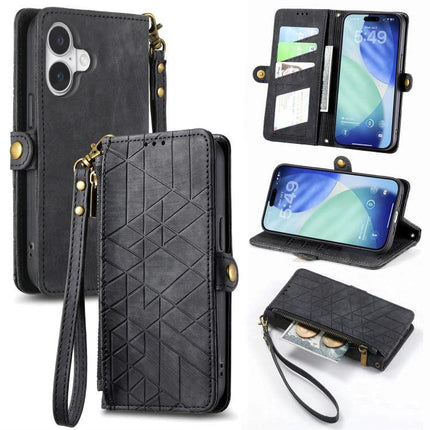 Practical Wallet Phone Case for Everyday Carry black PU leather wristlet with card slots, cash pocket, stand function and zipper coin pouch
