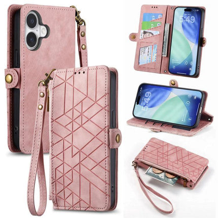 Practical Wallet Phone Case for Everyday Carry in pink PU with card slots, wrist strap and stand functionality
