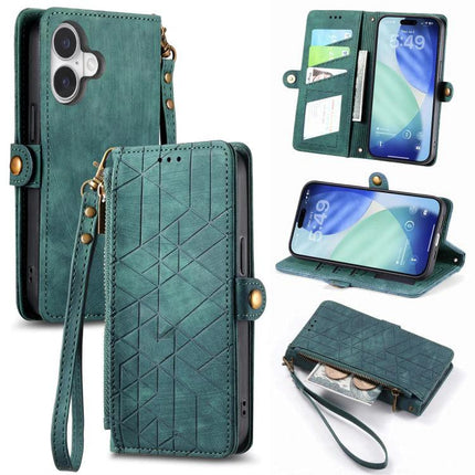 Practical Wallet Phone Case for Everyday Carry in teal PU with card slots, wrist strap, kickstand and zip pocket for phone, cards, and cash