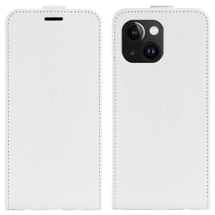 Essential Phone Case With Card Holder in white PU leather, front and back views showing camera cutout and stitched edges