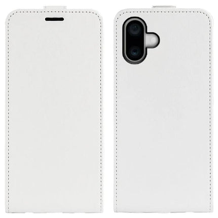 Essential Phone Case With Card Holder in white PU leather, folio cover showing front and back with camera cutout and card slot