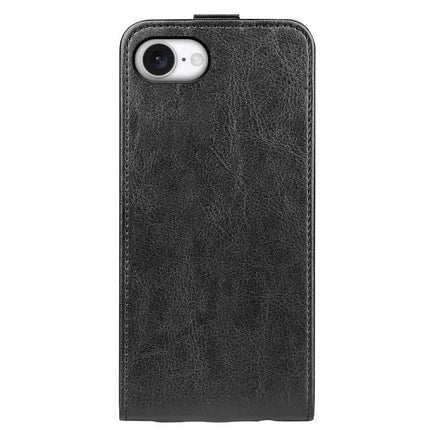 Essential Leather Flip Case With Card Slot in black leather-like PU, wallet-style cover showing rear camera cutout and card storage