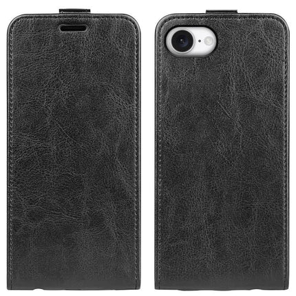 Essential Leather Flip Case With Card Slot in black PU leather showing front and back with card slot and camera cutout