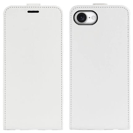 Essential Leather Flip Case With Card Slot in white PU leather, front and back view showing camera cutout and card storage