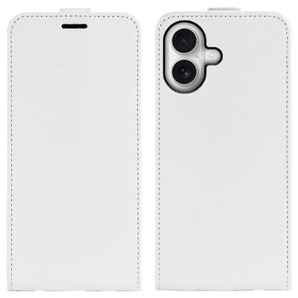 Essential Leather Flip Case With Card Slot in white PU leather showing front and camera-cut back, slim protective wallet cover with card pocket