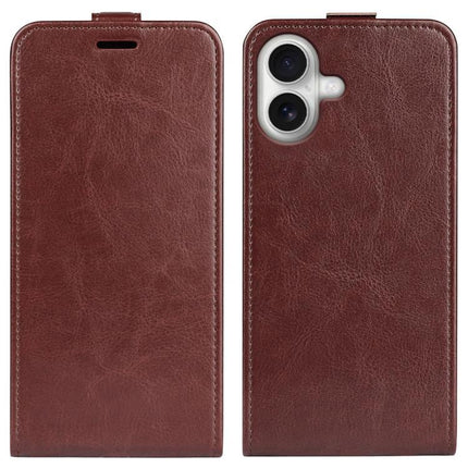 Essential Leather Flip Case With Card Slot in brown PU leather with card pocket, front flap and camera cutout