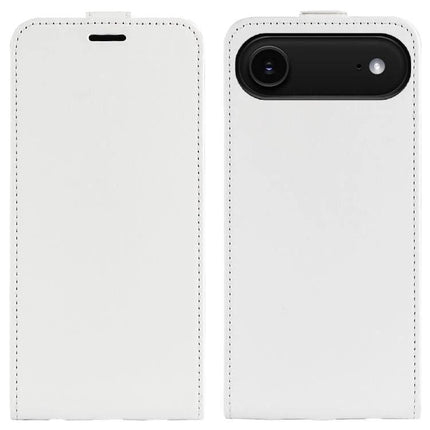 Essential Leather Flip Case With Card Slot in white PU faux-leather, front and back view showing card slot-friendly flip cover and camera cutout