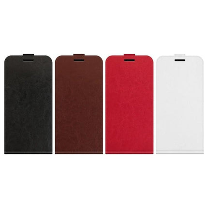 Essential Leather Flip Case With Card Slot - four PU leather colors (black, brown, red, white) with card slot and full access