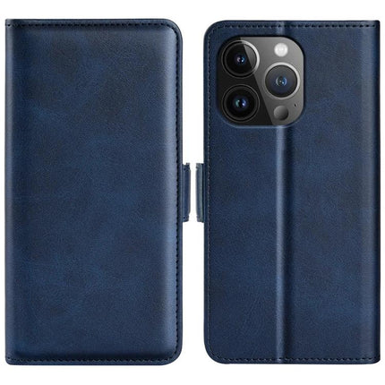 Leather Flip Phone Case for Everyday Carry — navy PU leather flip wallet with card slots, screen protection and horizontal stand
