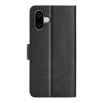 Leather Flip Phone Case for Everyday Carry - black leather-look PU flip wallet with card slots and kickstand for hands-free viewing